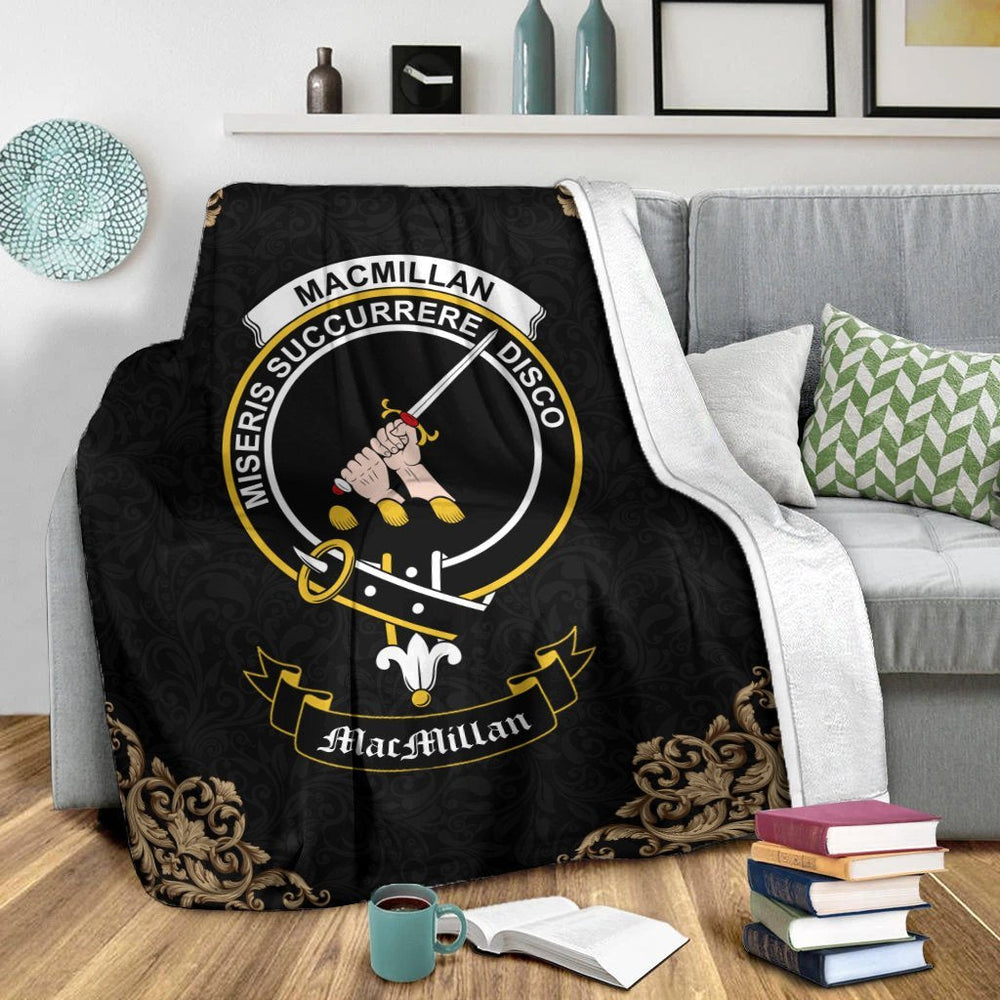 Clan MacMillan Crest Tartan Premium Blanket Black XK54 Clan MacMillan Tartan Today   
