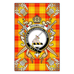 Clan MacMillan Tartan Crest Black Garden Flag  - Gold Thistle  VS78 Clan MacMillan Tartan Today   