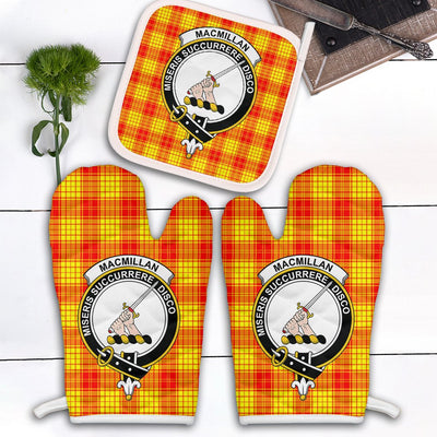 Clan MacMillan Tartan Crest Oven Mitt And Pot Holder (2 Oven Mitts + 1 Pot Holder) YB68