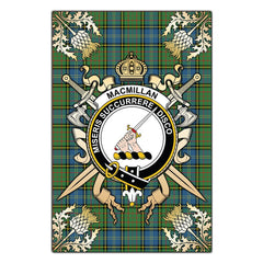 Clan MacMillan Hunting Ancient Tartan Crest Black Garden Flag  - Gold Thistle  SK15 Clan MacMillan Tartan Today   