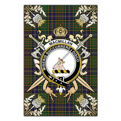 Clan MacMillan Hunting Modern Tartan Crest Black Garden Flag  - Gold Thistle  JG15 Clan MacMillan Tartan Today   