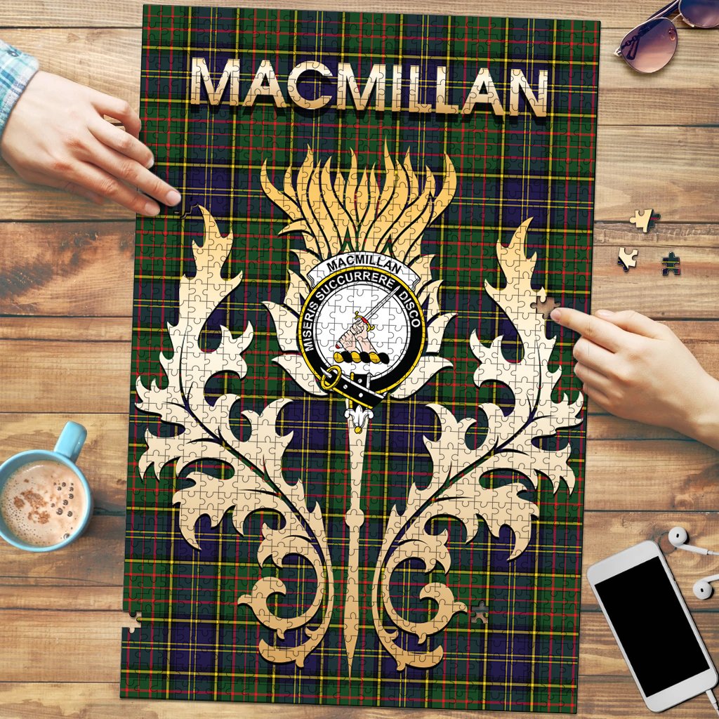 Clan MacMillan Hunting Modern Tartan Crest Thistle Jigsaw Puzzles Gift For Family VW27 Clan MacMillan Tartan Today   