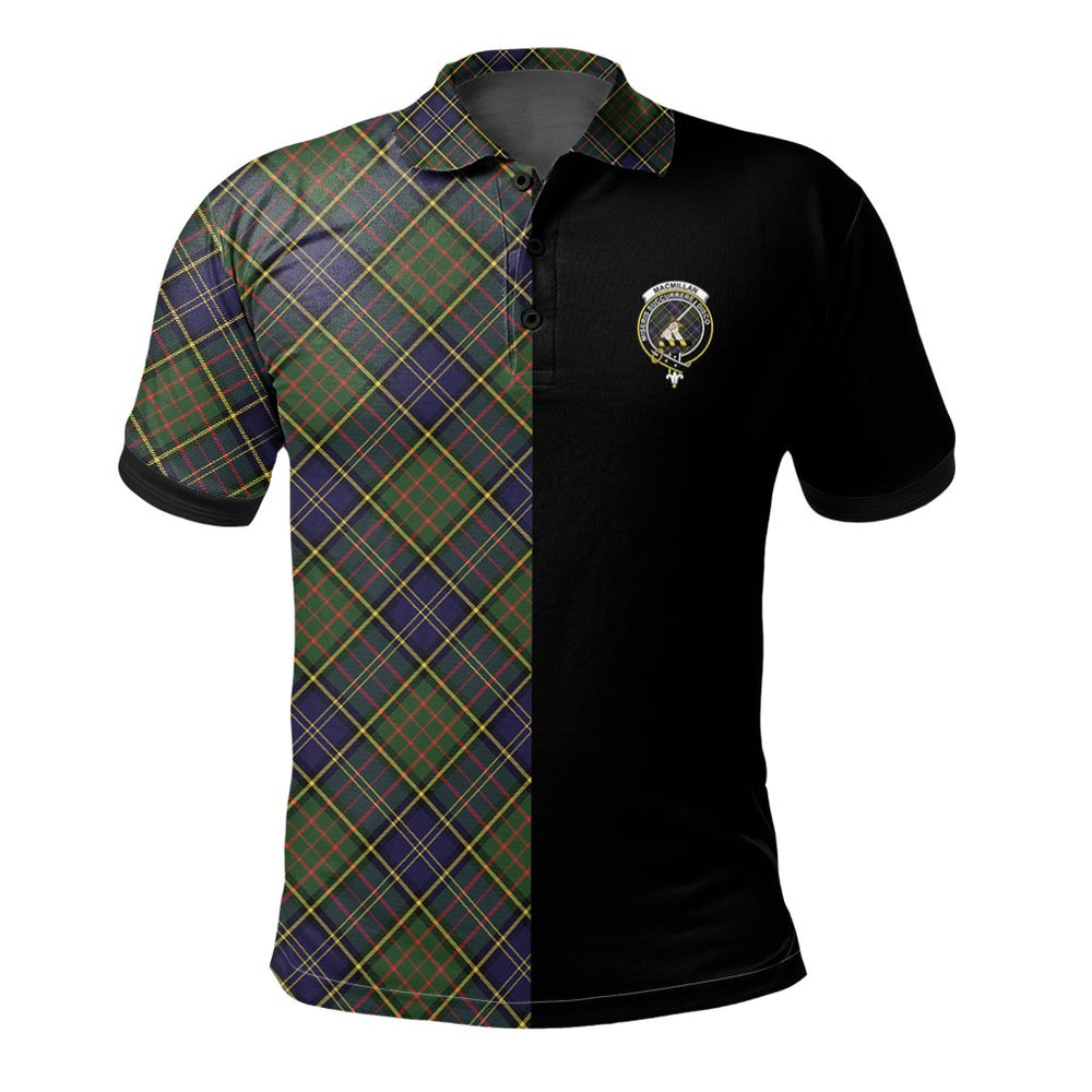 Clan MacMillan Hunting Modern Tartan Polo Shirt Half of Me - Cross Style AP93 MacMillan Hunting Modern Tartan Tartan Polo   