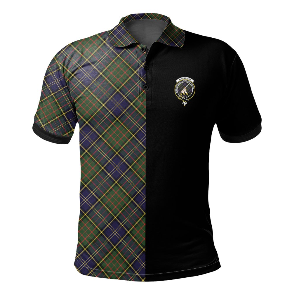 Clan MacMillan Hunting Modern Tartan Polo Shirt Half of Me - Cross Style AP93 MacMillan Hunting Modern Tartan Tartan Polo   