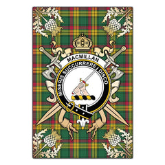 Clan MacMillan Old Ancient Tartan Crest Black Garden Flag  - Gold Thistle  ZB51 Clan MacMillan Tartan Today   
