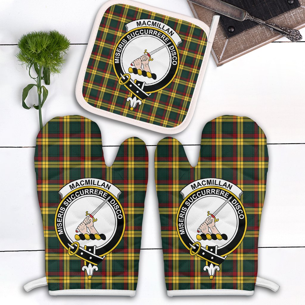 Clan MacMillan Old Modern Tartan Crest Oven Mitt And Pot Holder (2 Oven Mitts + 1 Pot Holder) TU75 Clan MacMillan Tartan Today   