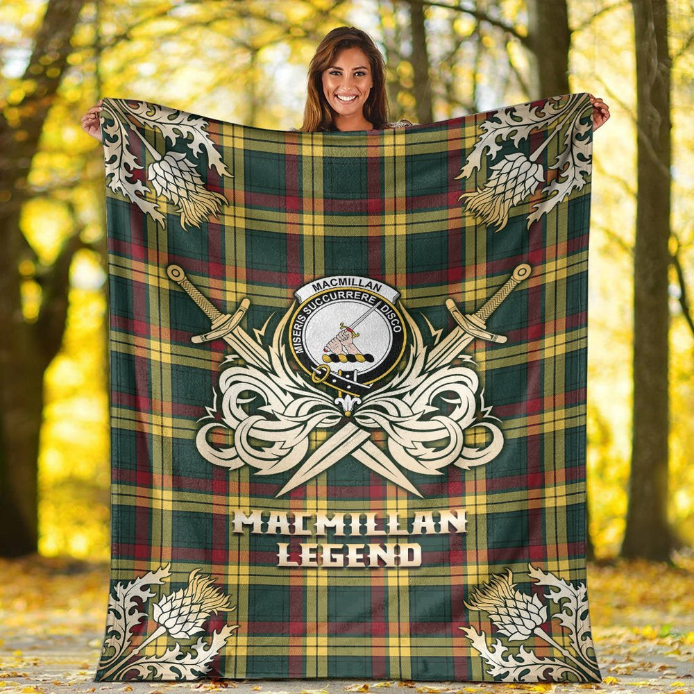 Clan MacMillan Old Modern Tartan Gold Courage Symbol Blanket DN42 Clan MacMillan Tartan Today   