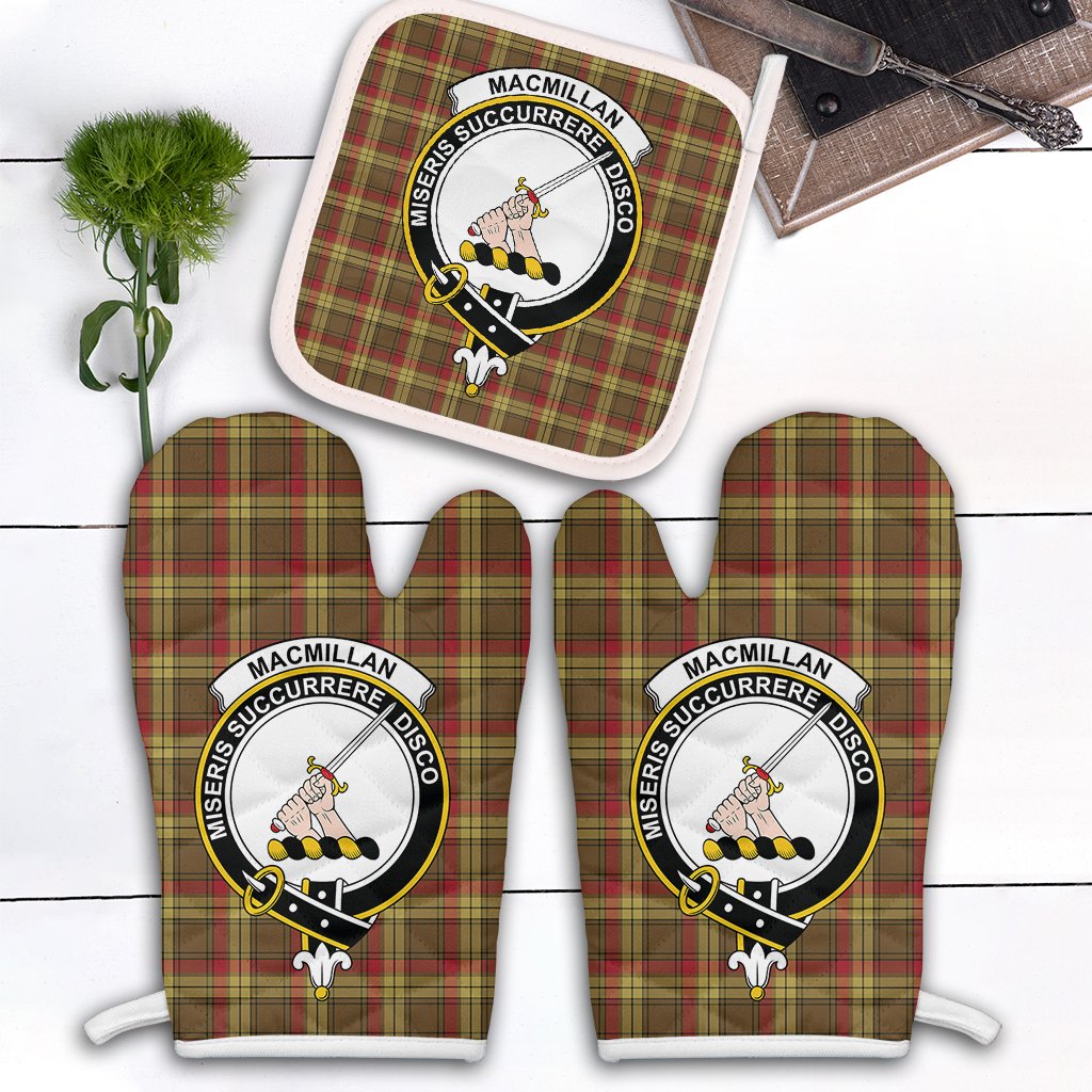 Clan MacMillan Old Weathered Tartan Crest Oven Mitt And Pot Holder (2 Oven Mitts + 1 Pot Holder) IP71 Clan MacMillan Tartan Today   