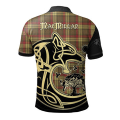 Clan MacMillan Old Weathered Tartan Polo Shirt Viking Wolf BT21 MacMillan Old Weathered Tartan Tartan Polo   