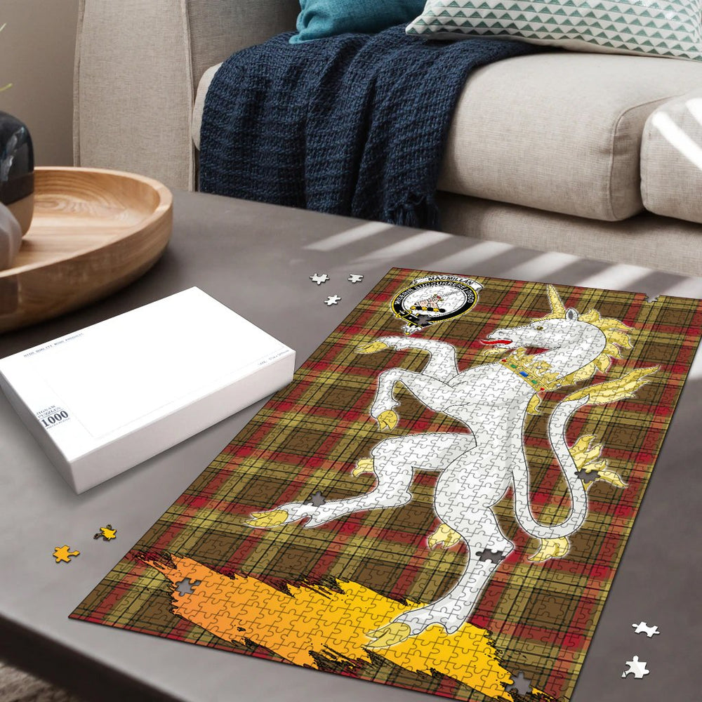 Clan MacMillan Old Weathered Tartan Crest Unicorn Scotland Jigsaw Puzzles Gift For Family AW57 Clan MacMillan Tartan Today   
