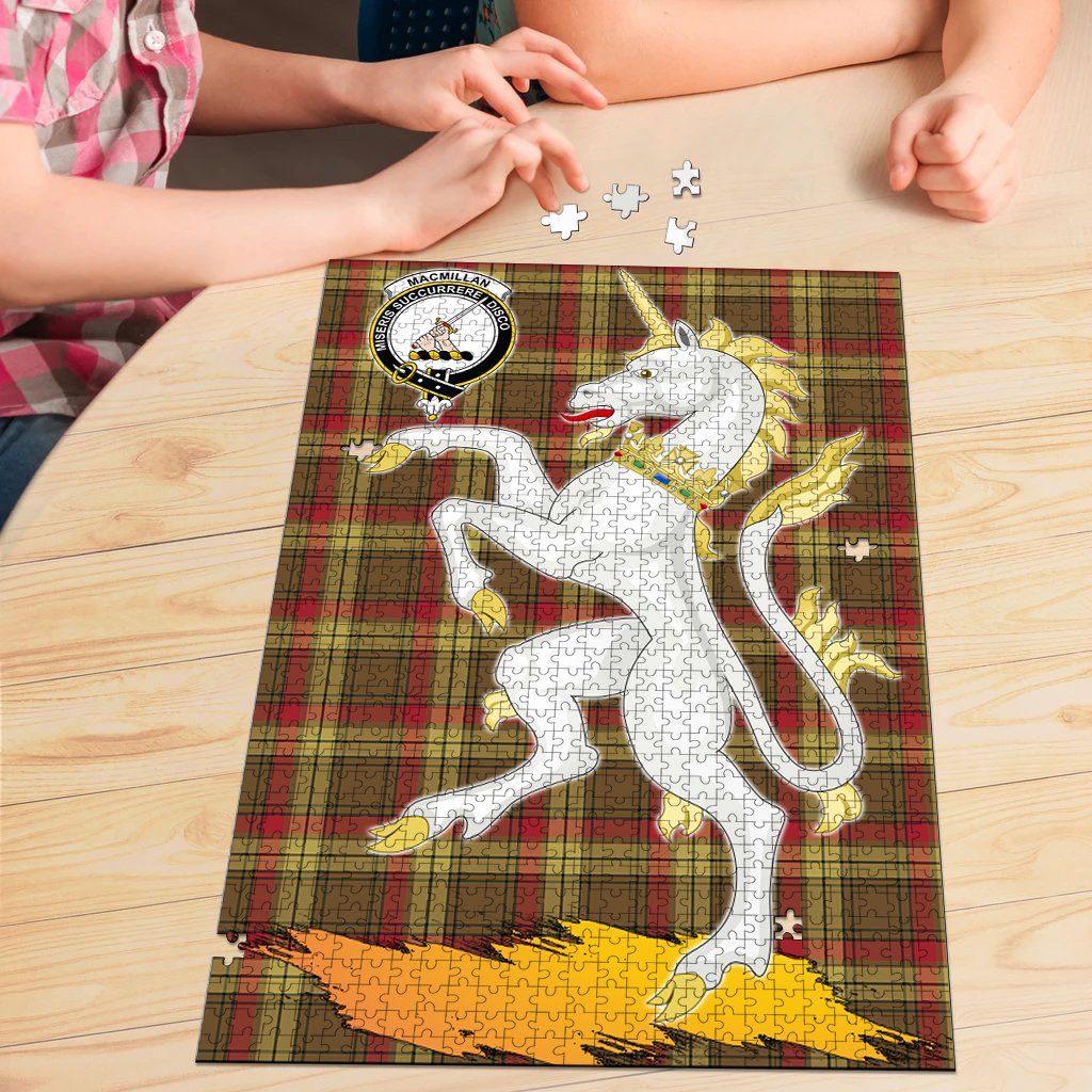Clan MacMillan Old Weathered Tartan Crest Unicorn Scotland Jigsaw Puzzles Gift For Family AW57 Clan MacMillan Tartan Today   