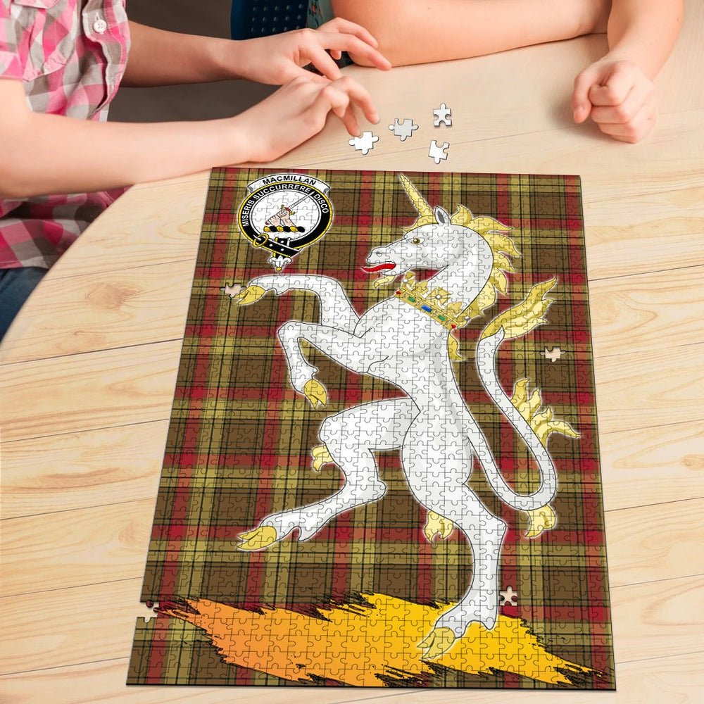Clan MacMillan Old Weathered Tartan Crest Unicorn Scotland Jigsaw Puzzles Gift For Family AW57 Clan MacMillan Tartan Today   