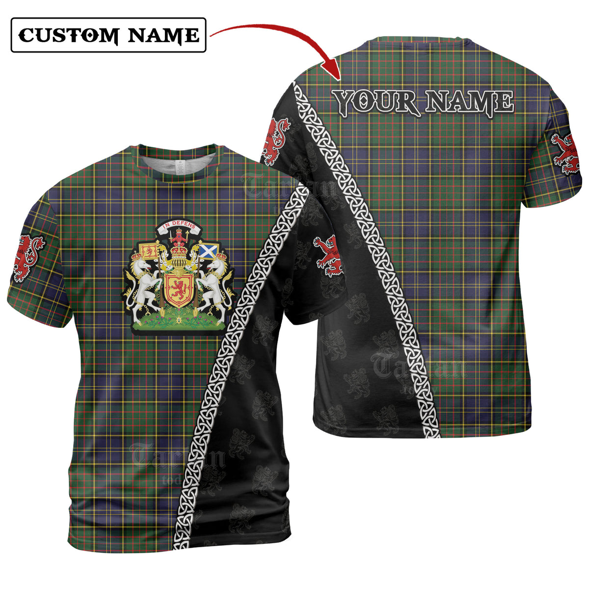 MacMillan Hunting Modern Tartan Shirt with Scotland Coat of Arms & Custom Name AM25
