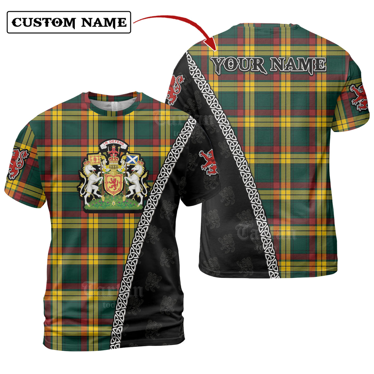 MacMillan Old Modern Tartan Shirt with Scotland Coat of Arms & Custom Name EG12