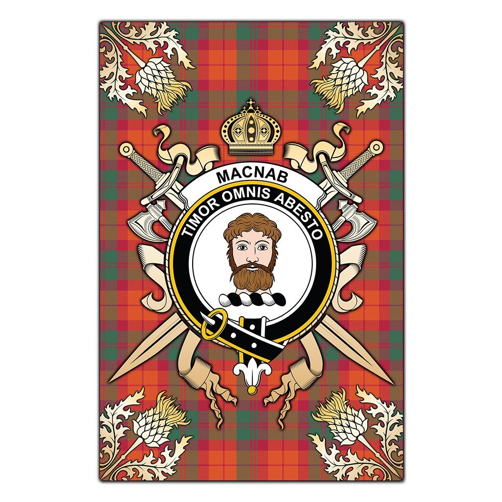 Clan MacNab Ancient Tartan Crest Black Garden Flag  - Gold Thistle  MG75 Clan MacNab Tartan Today   