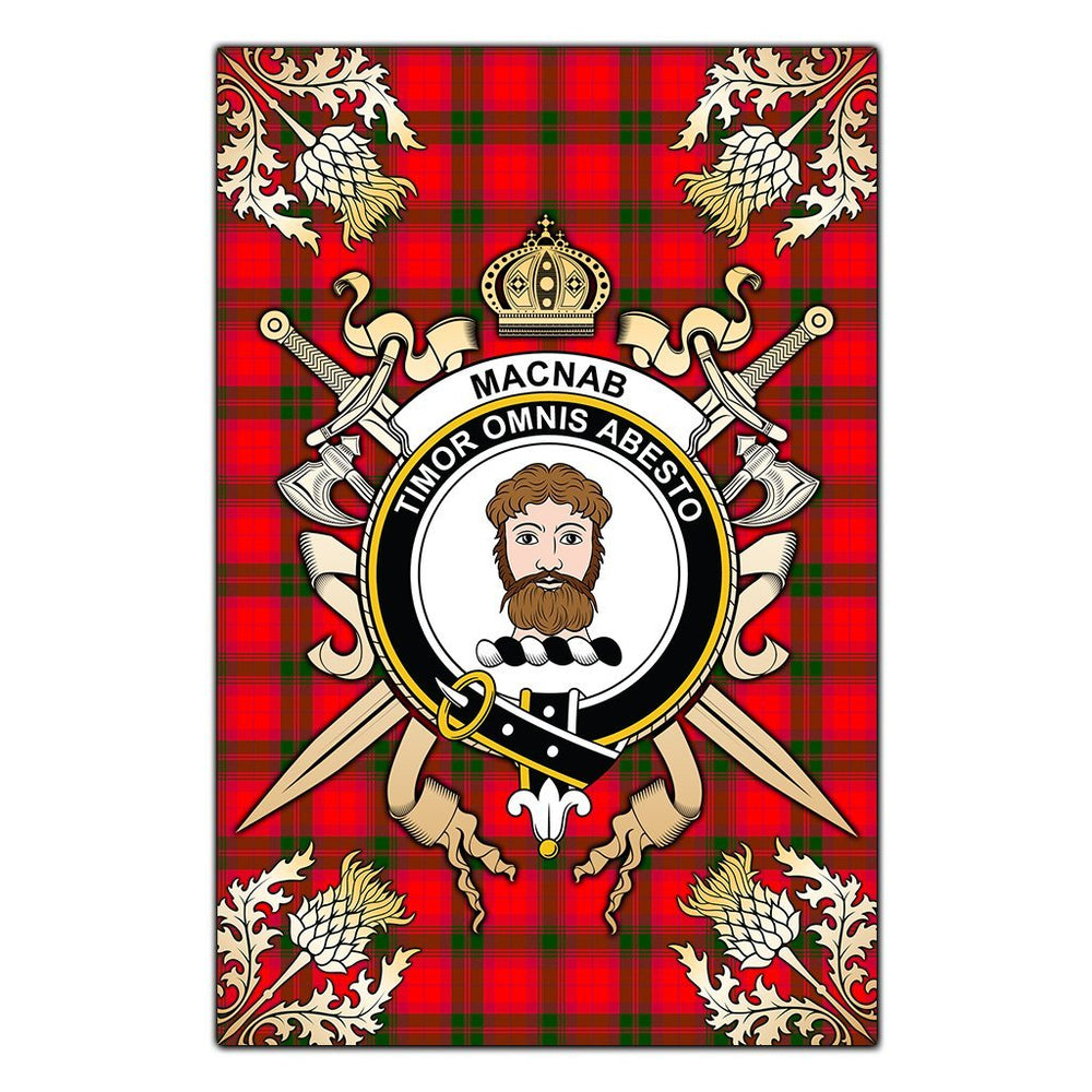 Clan MacNab Modern Tartan Crest Black Garden Flag  - Gold Thistle  KF12 Clan MacNab Tartan Today   