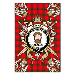 Clan MacNab Modern Tartan Crest Black Garden Flag  - Gold Thistle  KF12 Clan MacNab Tartan Today   