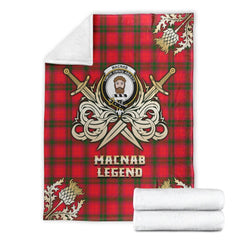 Clan MacNab Modern Tartan Gold Courage Symbol Blanket QR54 Clan MacNab Tartan Today   