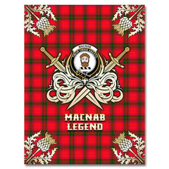 Clan MacNab Modern Tartan Gold Courage Symbol Blanket QR54 Clan MacNab Tartan Today   