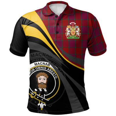 Clan MacNab Old Tartan Polo Shirt - Royal Coat Of Arms Style