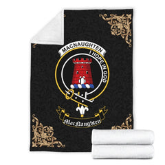 Clan MacNaughten Crest Tartan Premium Blanket Black ZL28 Clan Hall Tartan Today   