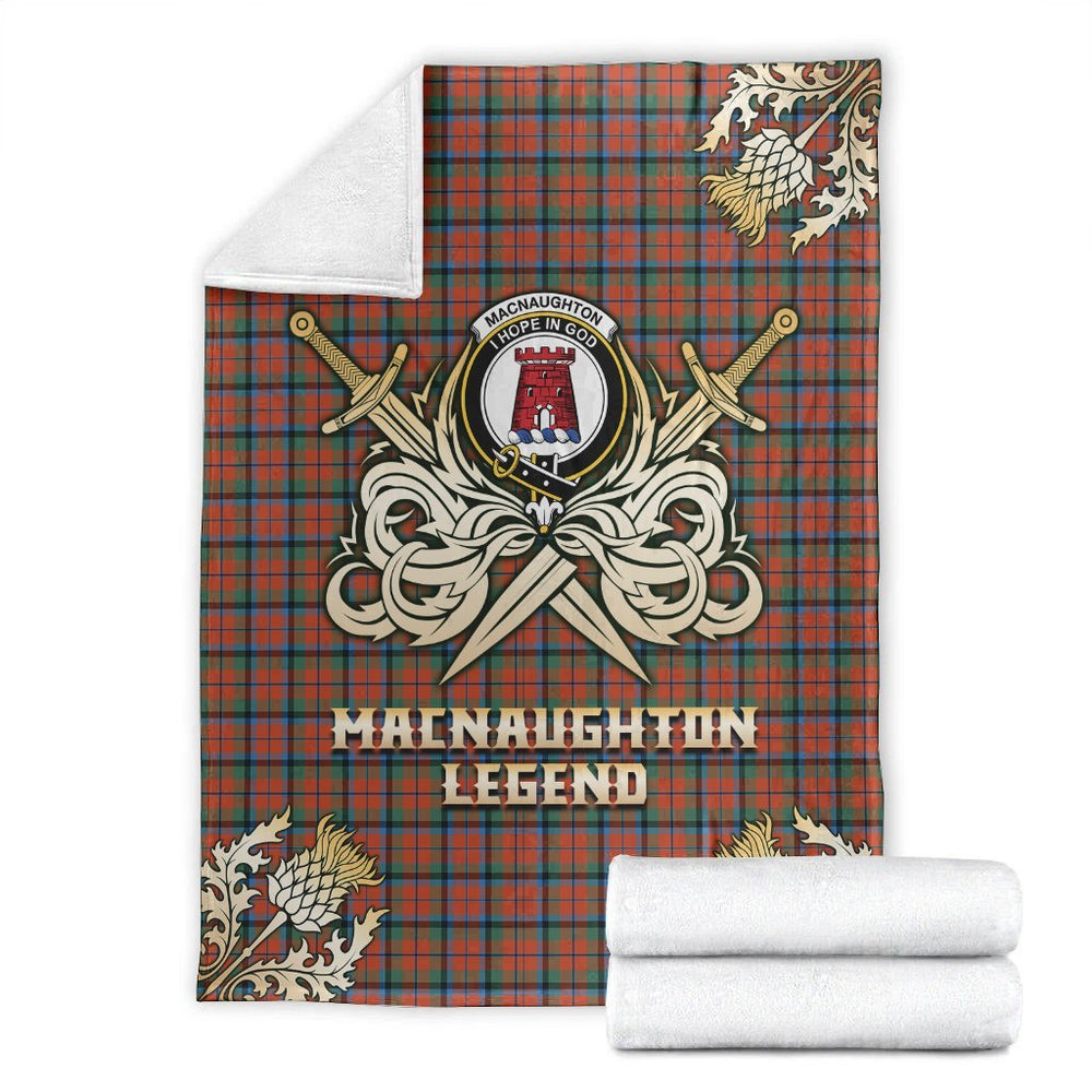 Clan MacNaughton Ancient Tartan Gold Courage Symbol Blanket IM83 Clan MacNaughton Tartan Today   