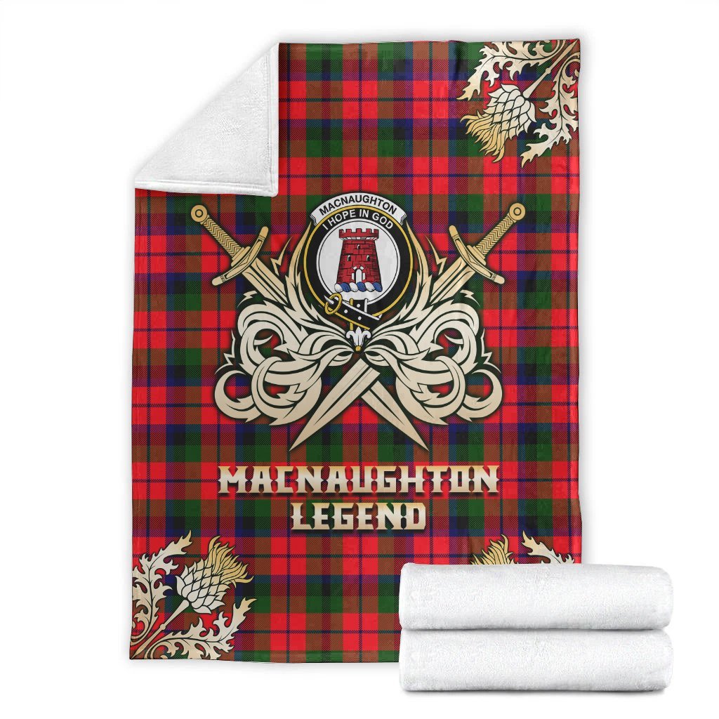 Clan MacNaughton Modern Tartan Gold Courage Symbol Blanket PN16 Clan MacNaughton Tartan Today   