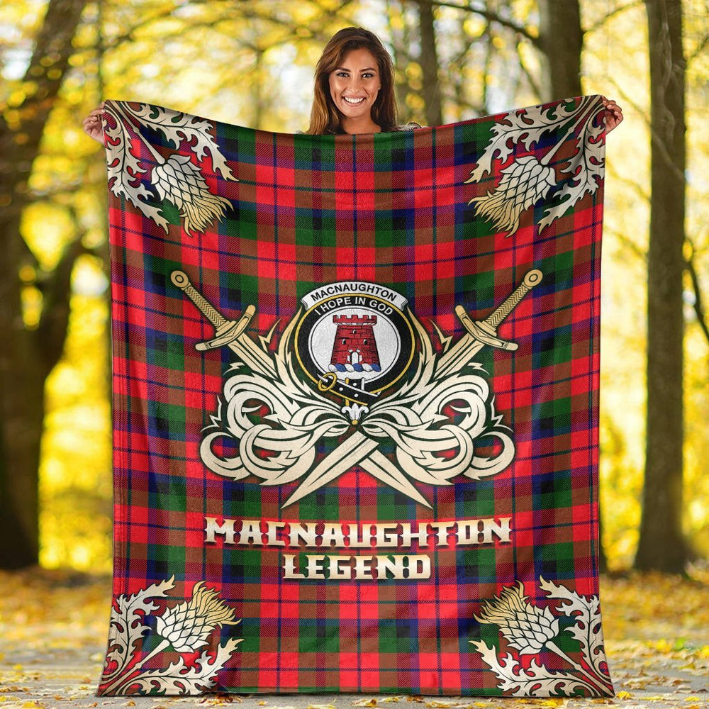 Clan MacNaughton Modern Tartan Gold Courage Symbol Blanket PN16 Clan MacNaughton Tartan Today   