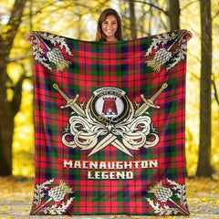 Clan MacNaughton Modern Tartan Gold Courage Symbol Blanket PN16 Clan MacNaughton Tartan Today   