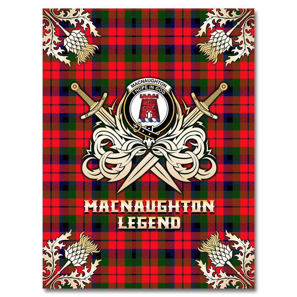 Clan MacNaughton Modern Tartan Gold Courage Symbol Blanket PN16 Clan MacNaughton Tartan Today   