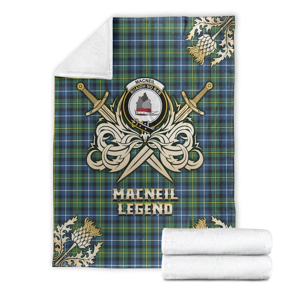 Clan MacNeil of Barra Ancient Tartan Gold Courage Symbol Blanket JE67 Clan MacNeil / MacNeill Tartan Today   