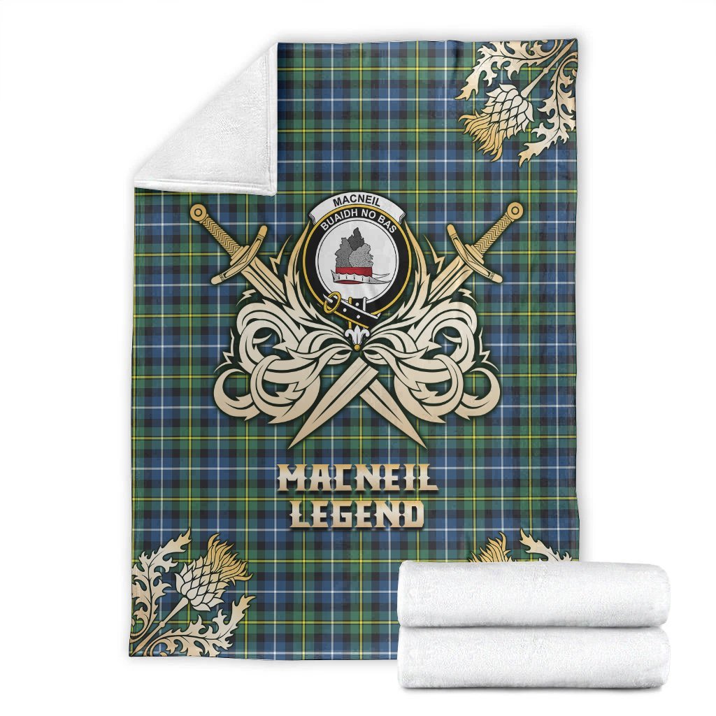Clan MacNeil of Barra Ancient Tartan Gold Courage Symbol Blanket JE67 Clan MacNeil / MacNeill Tartan Today   