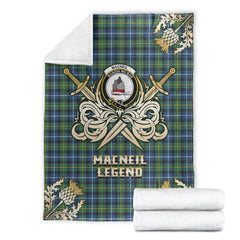 Clan MacNeil of Barra Ancient Tartan Gold Courage Symbol Blanket JE67 Clan MacNeil / MacNeill Tartan Today   