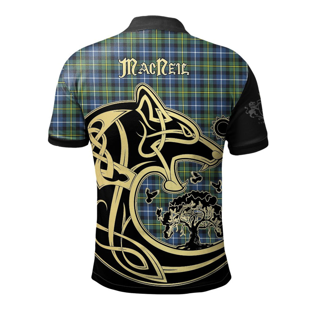 Clan MacNeil of Barra Ancient Tartan Polo Shirt Viking Wolf IZ65 MacNeil of Barra Ancient Tartan Tartan Polo   