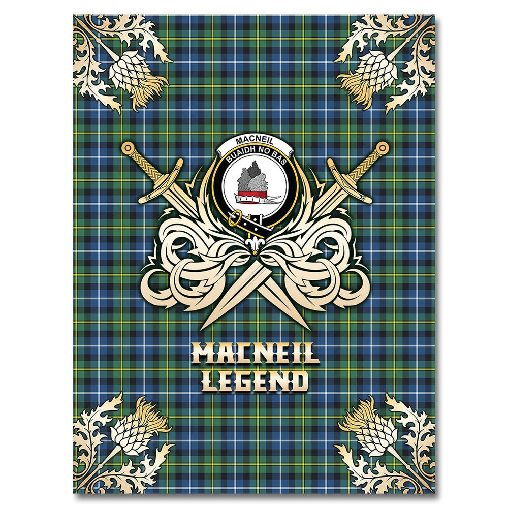 Clan MacNeil of Barra Ancient Tartan Gold Courage Symbol Blanket JE67 Clan MacNeil / MacNeill Tartan Today   