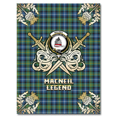 Clan MacNeil of Barra Ancient Tartan Gold Courage Symbol Blanket JE67 Clan MacNeil / MacNeill Tartan Today   