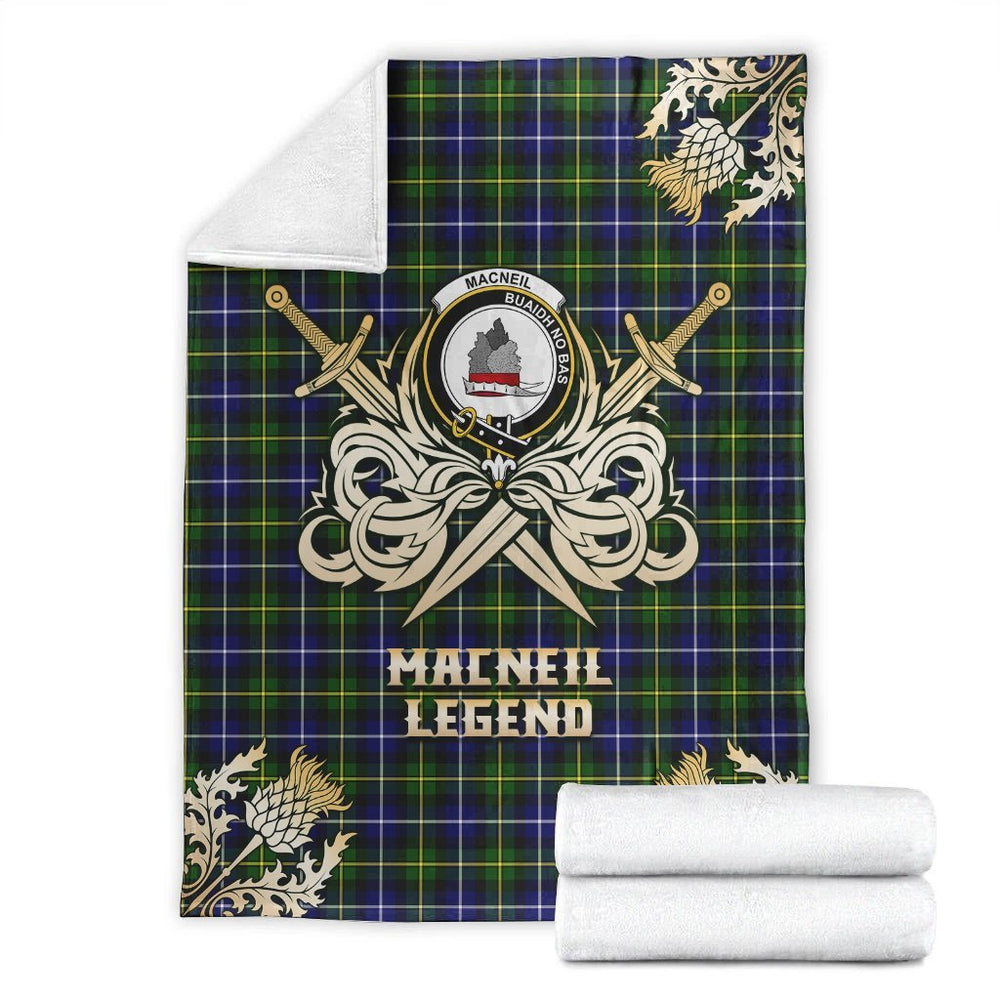 Clan MacNeil of Barra Modern Tartan Gold Courage Symbol Blanket CW32 Clan MacNeil / MacNeill Tartan Today   