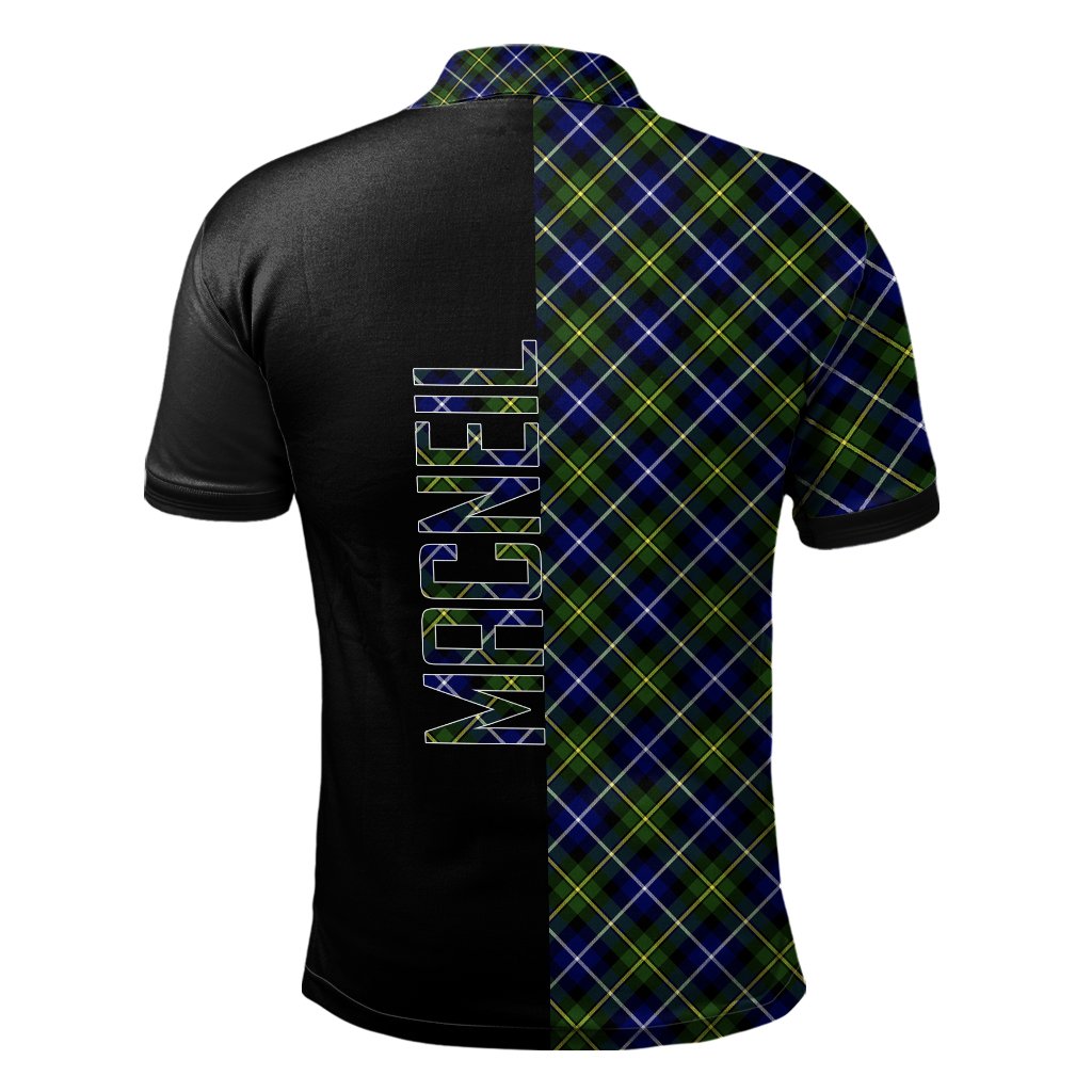 Clan MacNeil of Barra Modern Tartan Polo Shirt Half of Me - Cross Style SX19 MacNeil of Barra Modern Tartan Tartan Polo   