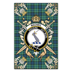 Clan MacNeil of Colonsay Ancient Tartan Crest Black Garden Flag  - Gold Thistle  SO36 Clan MacNeil / MacNeill Tartan Today   