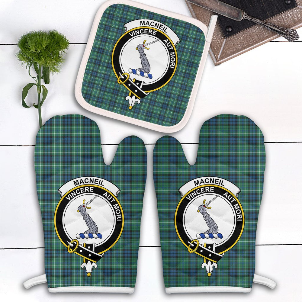 Clan MacNeil Of Colonsay Ancient Tartan Crest Oven Mitt And Pot Holder (2 Oven Mitts + 1 Pot Holder) AD84 Clan MacNeil / MacNeill Tartan Today   