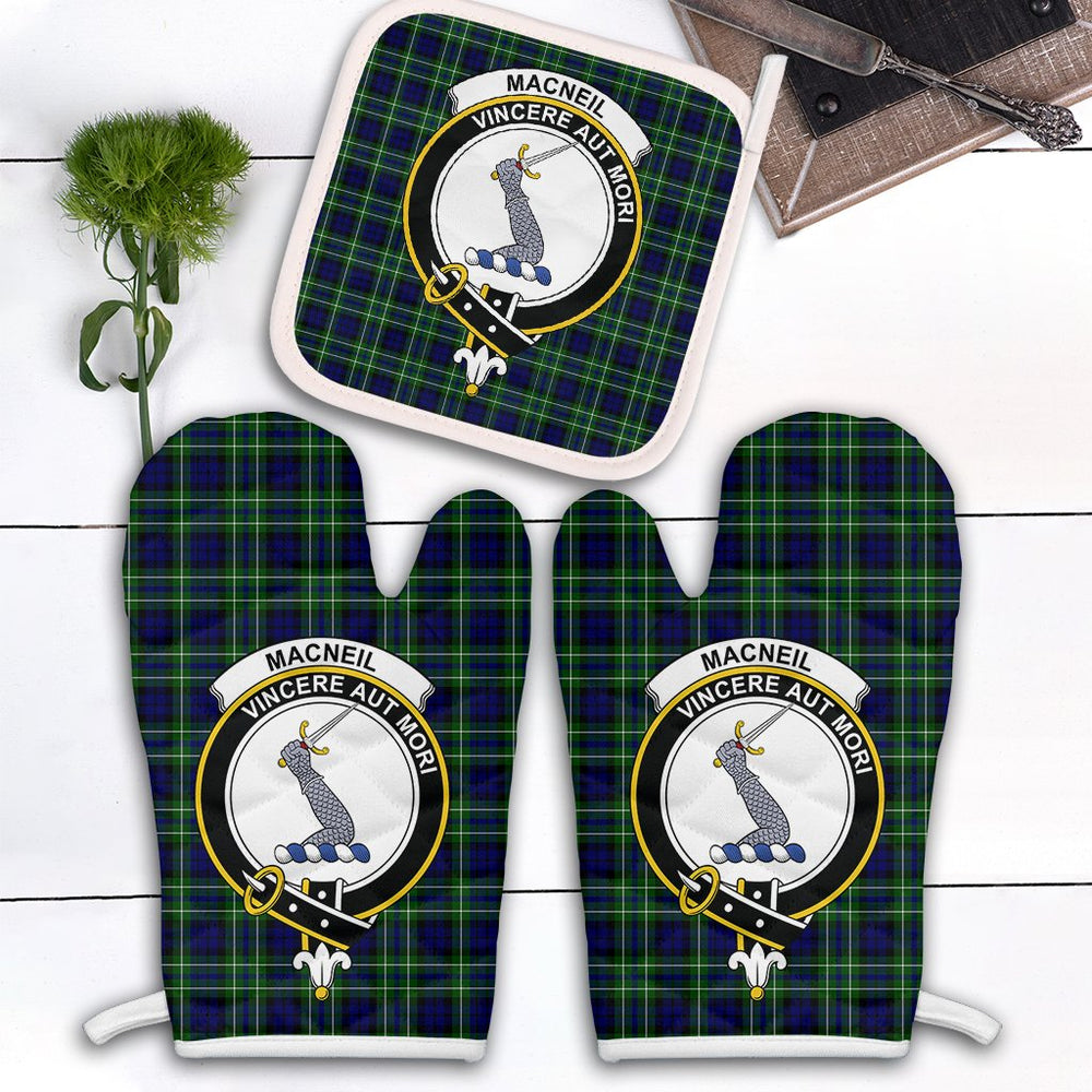 Clan MacNeil Of Colonsay Modern Tartan Crest Oven Mitt And Pot Holder (2 Oven Mitts + 1 Pot Holder) BD66 Clan MacNeil / MacNeill Tartan Today   