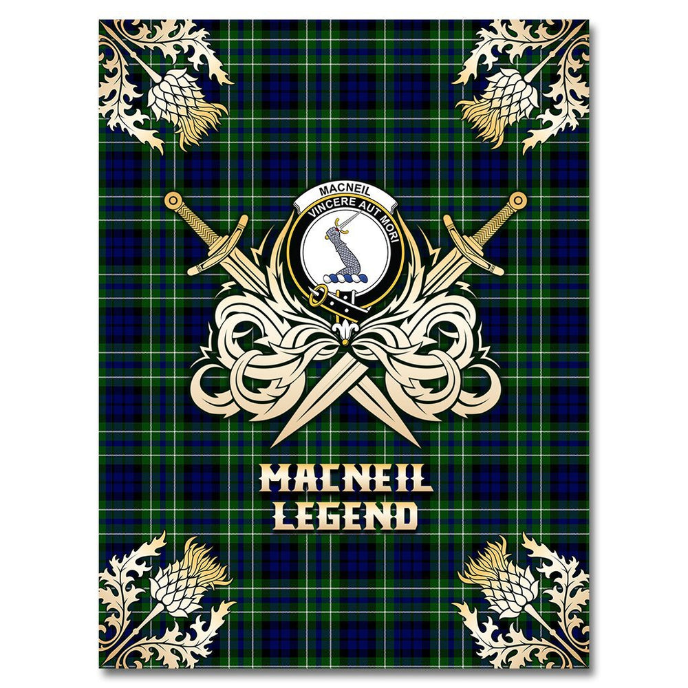Clan MacNeil of Colonsay Modern Tartan Gold Courage Symbol Blanket VD76 Clan MacNeil / MacNeill Tartan Today   