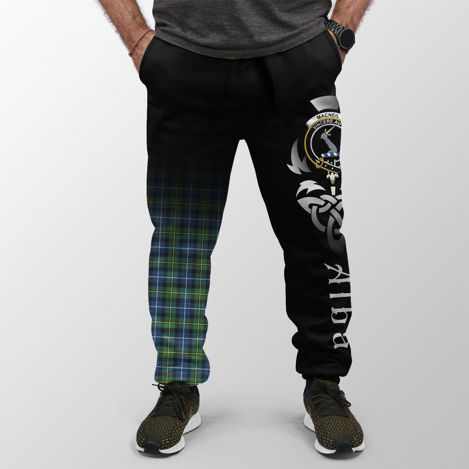 Clan MacNeill Of Barra Ancient Tartan Crest Jogger Sweatpants  Alba Celtic Style NP57 Clan MacNeil / MacNeill Tartan Today   