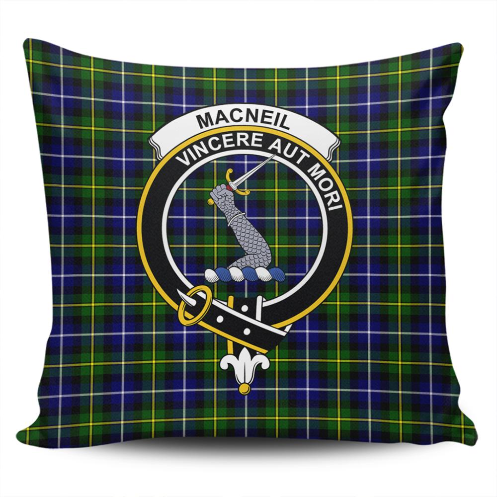 Clan MacNeill of Barra Modern Tartan Crest Pillow Cover JV66 Clan MacNeil / MacNeill Tartan Today   