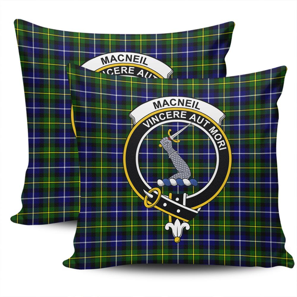 Clan MacNeill of Barra Modern Tartan Crest Pillow Cover JV66 Clan MacNeil / MacNeill Tartan Today   