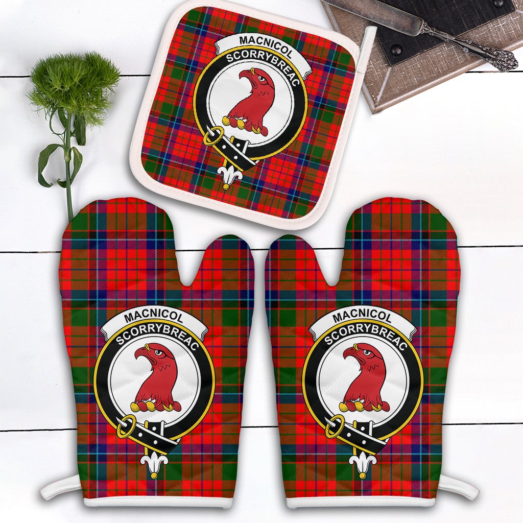 Clan MacNicol Of Scorrybreac Tartan Crest Oven Mitt And Pot Holder (2 Oven Mitts + 1 Pot Holder) EB88 Clan MacNicol Tartan Today   