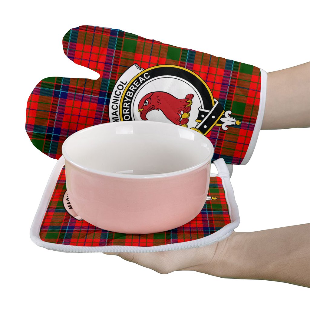 Clan MacNicol Of Scorrybreac Tartan Crest Oven Mitt And Pot Holder (2 Oven Mitts + 1 Pot Holder) EB88 Clan MacNicol Tartan Today   