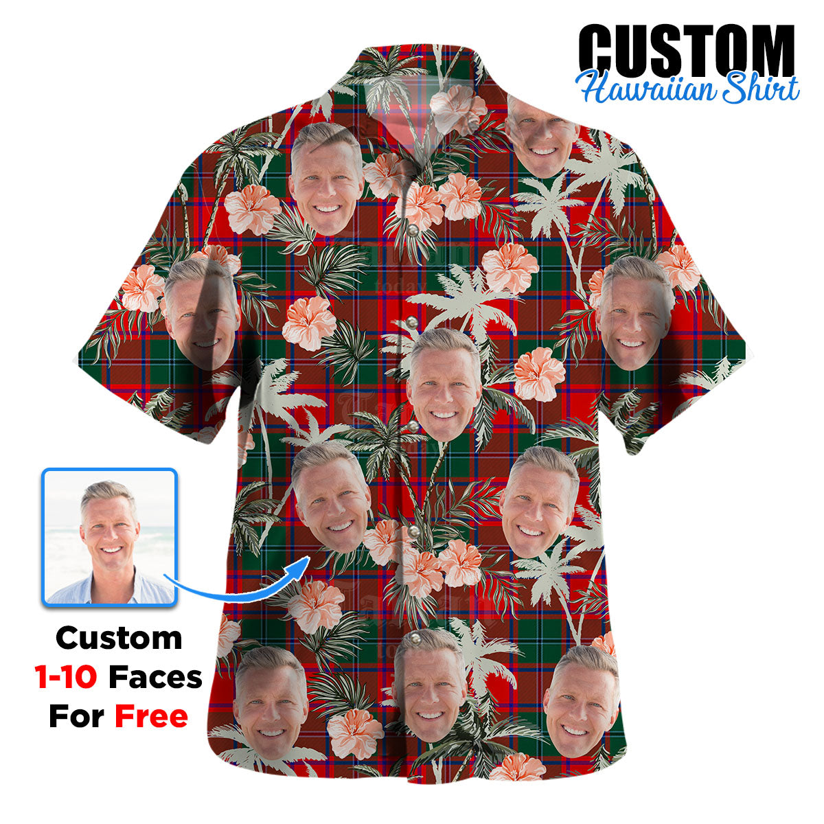 Clan MacPhail Tartan Custom Face Hawaiian Shirt – Unisex Gift for Family Members, Summer Party YO71 MacPhail Tartan Tartan Hawaii Shirt