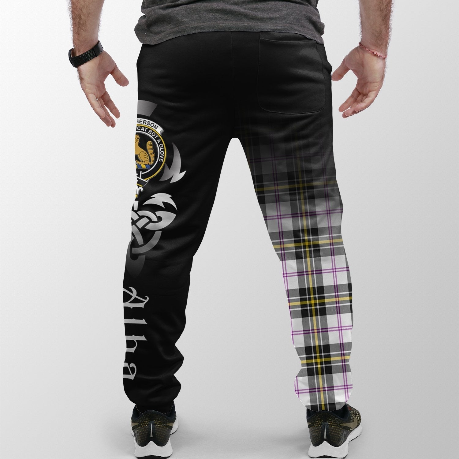 Clan MacPherson Dress Modern Tartan Crest Jogger Sweatpants  Alba Celtic Style EL13 Clan MacPherson Tartan Today   