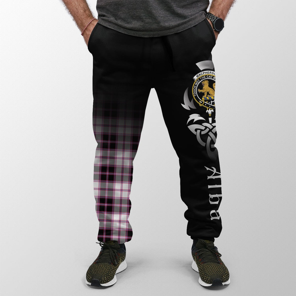 Clan MacPherson Hunting Modern Tartan Crest Jogger Sweatpants  Alba Celtic Style GG22 Clan MacPherson Tartan Today   